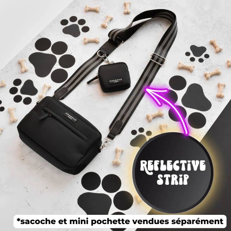 Anse pour le dog walking bag de la marque cocopup london - réfléchissante en noir avec ensemble complet