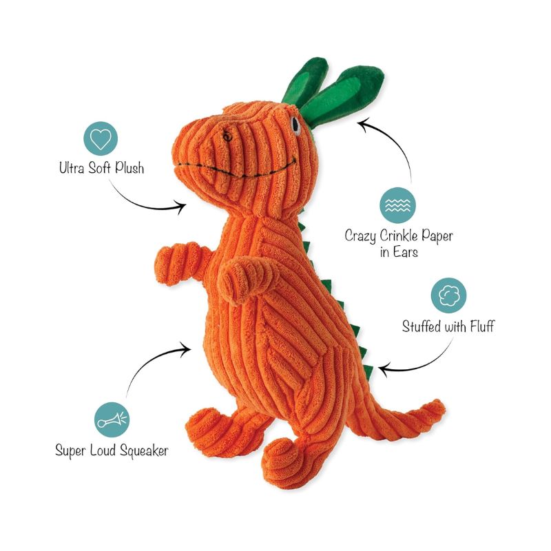 Jouet peluche pour chien en forme de dinosaure carotte de paques "Carrot bout you" Fringe