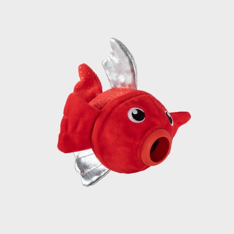 Jouet distributeur de friandises résistant pour chien en forme de poisson rouge de la marque Fringe Studio Pet Shop