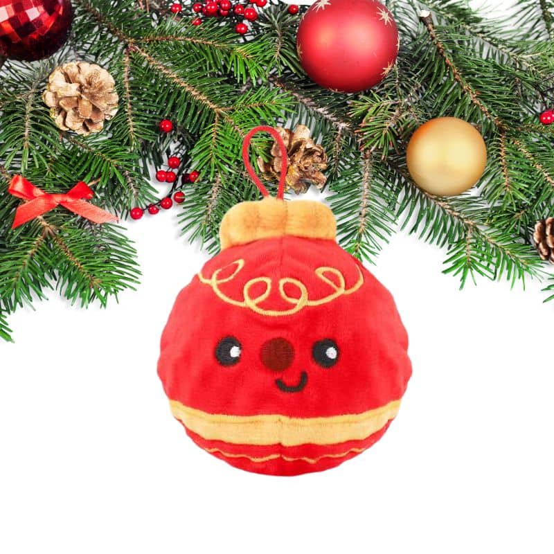 jouet noel pour chien balle à picots Hugsmart en forme de boule pouvant être supsendue au sapin