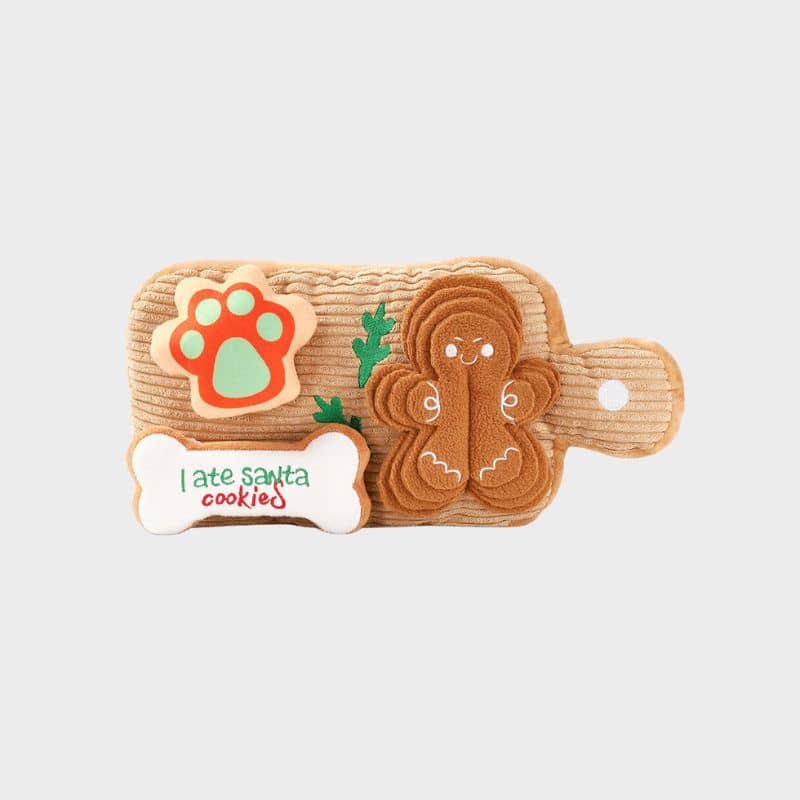 jouet noel interactif et d'occupation pour chien en forme de planche de cookie board Hugsmart : peluche de fouille dans laquelle cacher des friandises 