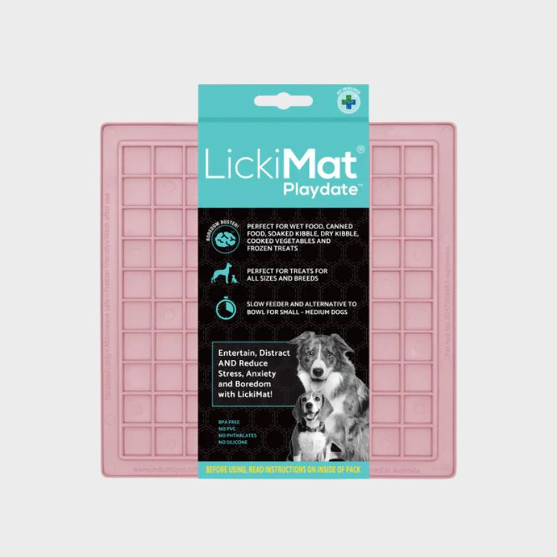 Tapis de léchage Lickimat Playdate pour chien et chat, pour l'occuper, et comme dépense mentale, de couleur Guava