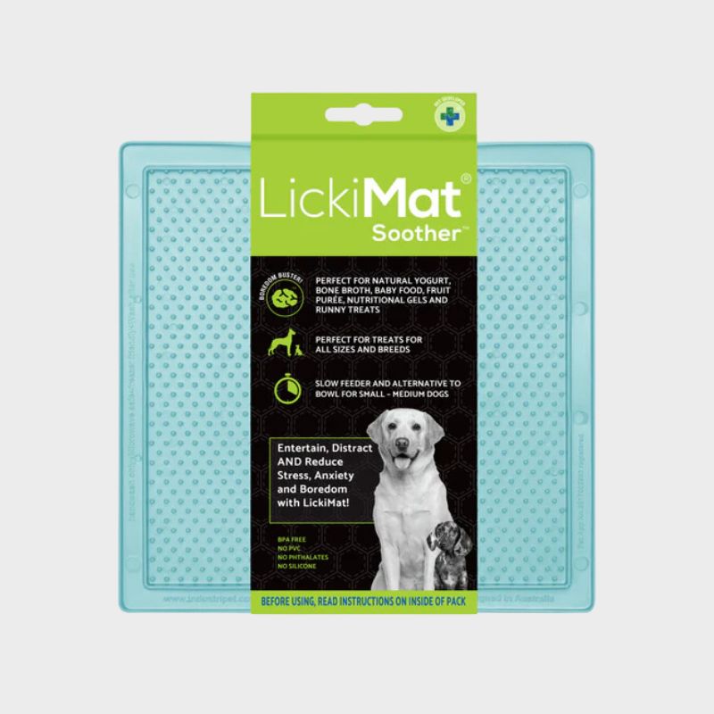 Tapis de léchage Soother mint pour chien et chat Lickimat pour les occuper pendant les absences, en mettant de la pâtée, du peanut butter ou kéfir de lait