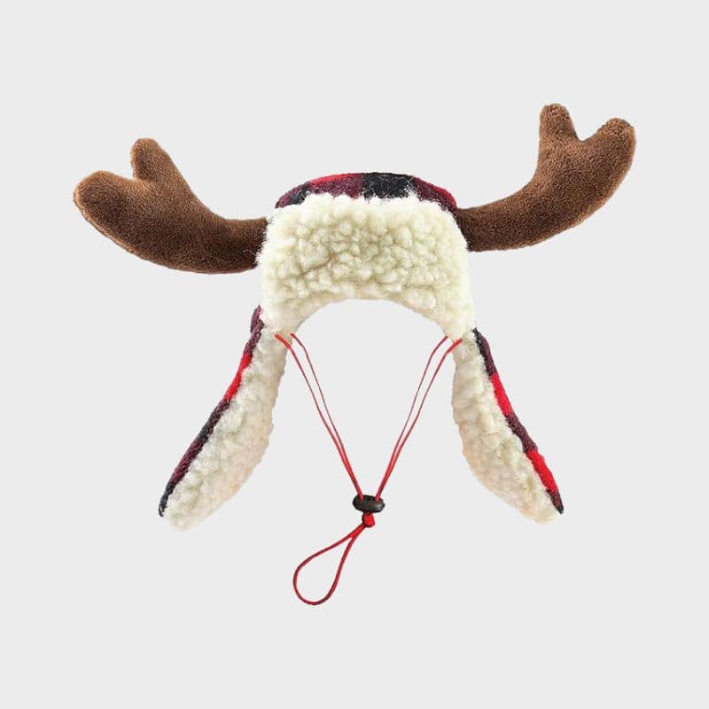 Antler Buffalo Check de Lulubelles pour chien - chapeau de bucheron de Noël