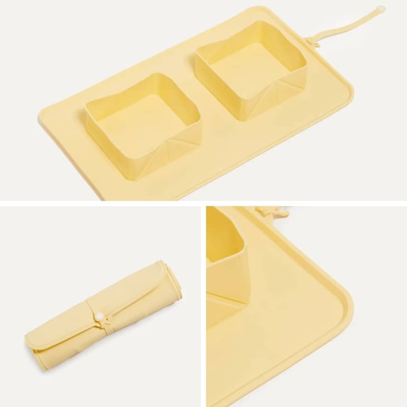 gamelle double de voyage pour nourriture et eau pour chien - Go portable bowl Maxbone jaune