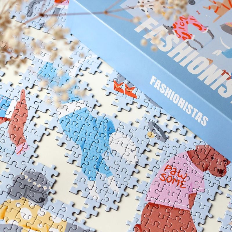 puzzle 1000 pièces motif chien fashionistas dessiné par Marie Zillgens Piecely 