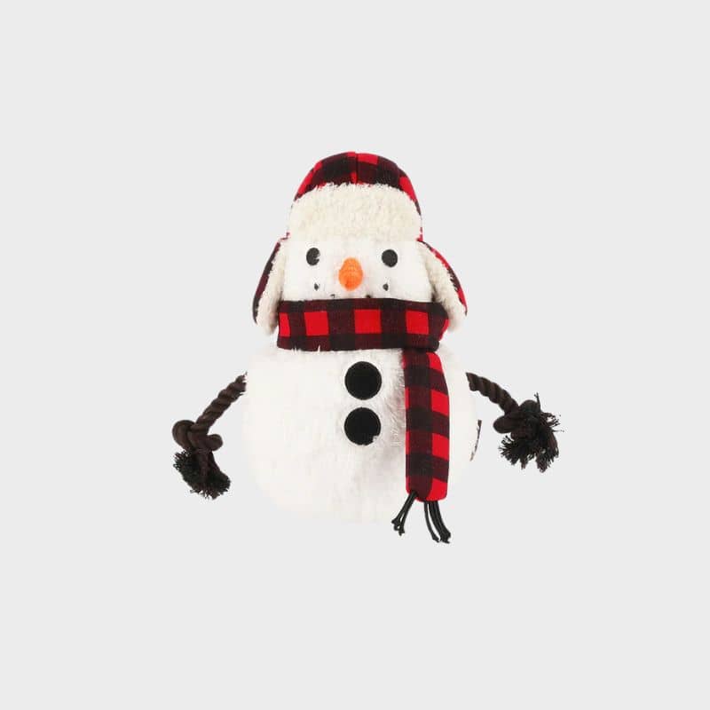 jouet peluche de Noël pour chien en forme de bonhomme de neige "Home for the holidays blizzard buddy" par la marque Play