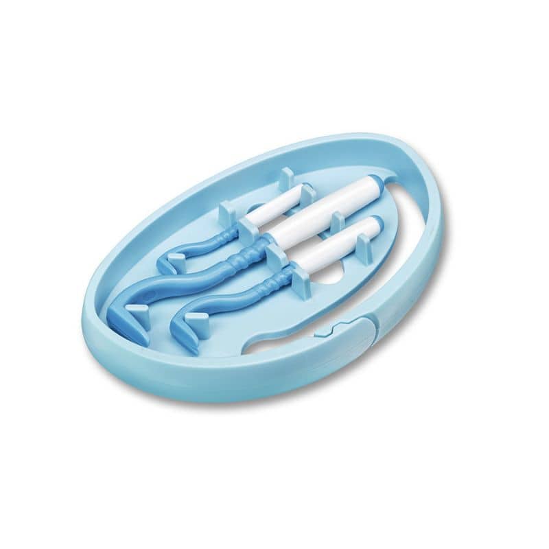 lot de 3 crochets tire tique Tick Twister Clipbox pour chien chat et humain - bleu avec un mousqueton