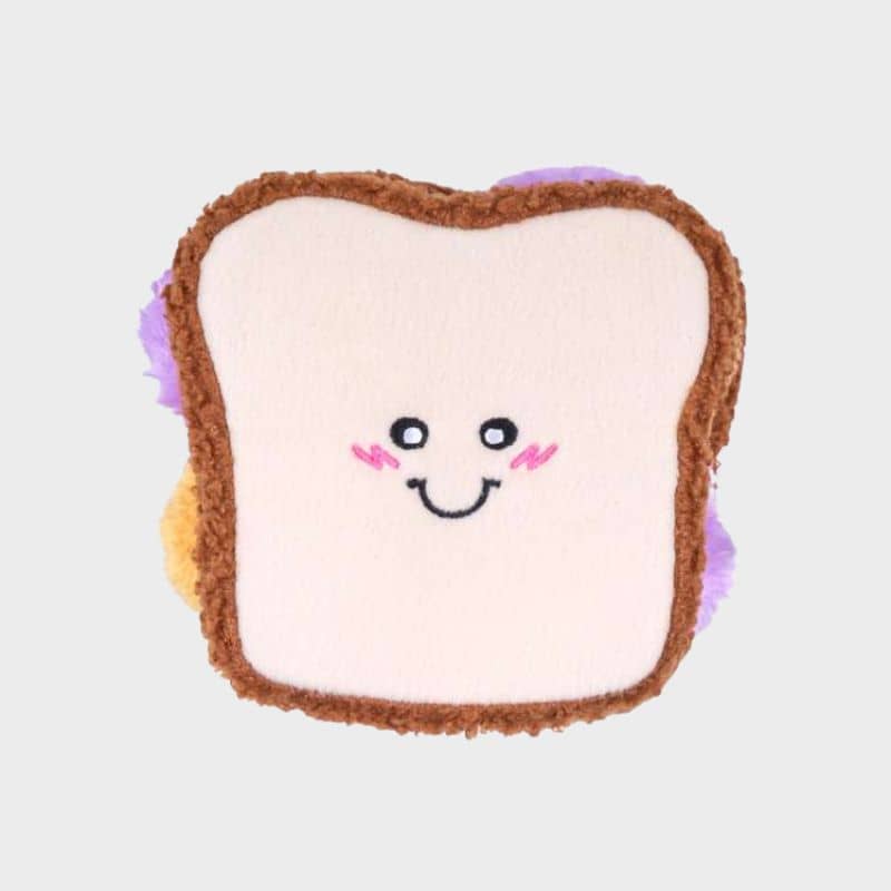 Jouets de fouille et d'occupation pour chien en forme de sandwich de la marque Zippypaws Peanut butter jambon pour amuser son animal